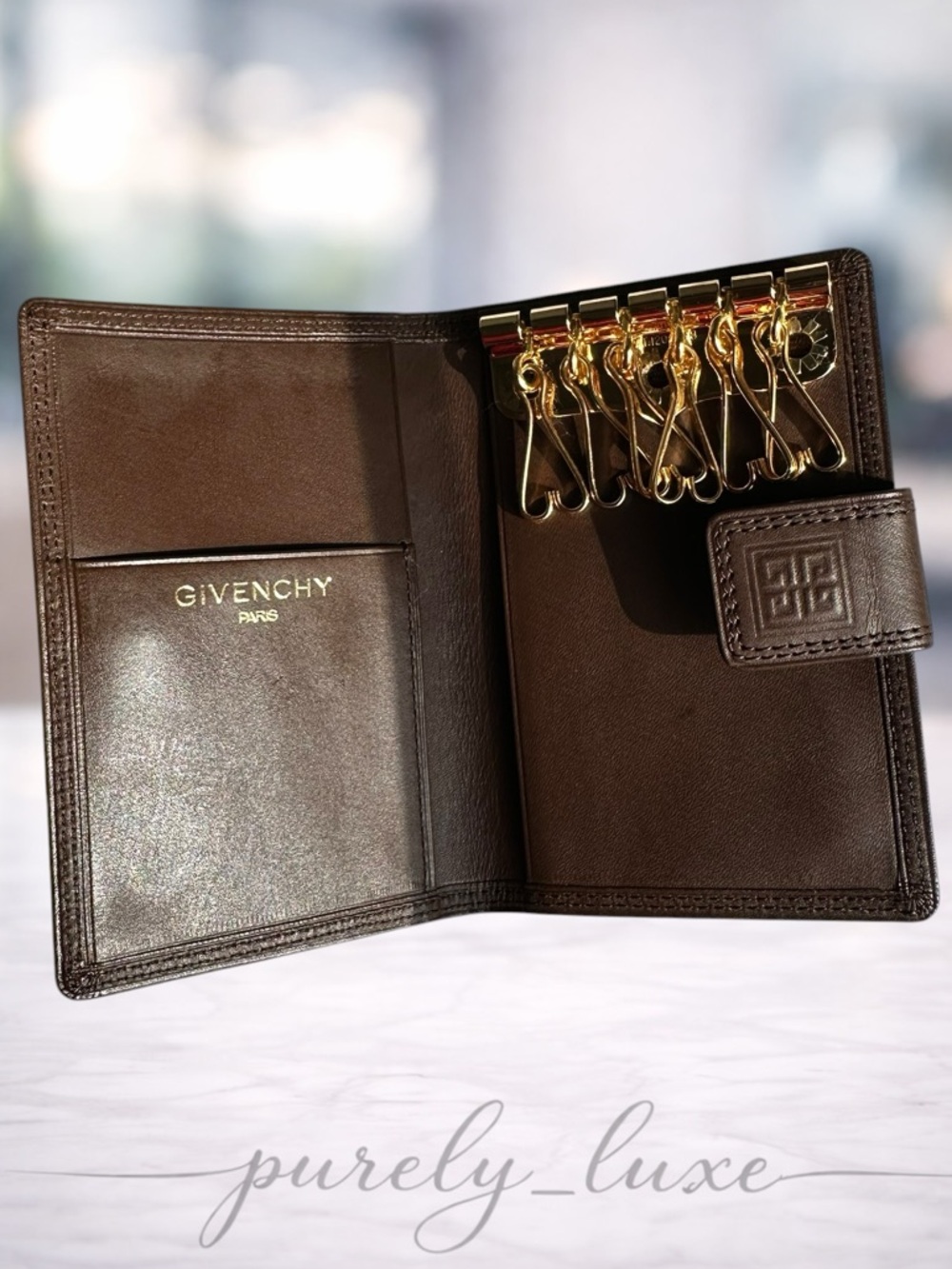 Givenchy Brown Leather Key & Card Holder - Picture 1 of 3